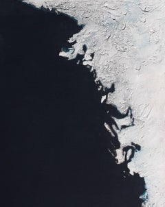 Greenland- Abstract, Mixed Media, Landscape, Black, White, Ice, Texture