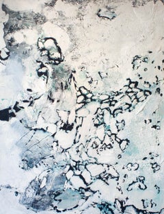 Stay Close- Landscape, Abstract, Canvas, Mixed Media, Blue, White, Black, Gray