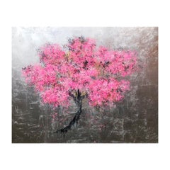 Peinture à l'huile « Blossom » Easter Spring Peinture acrylique originale exceptionnelle à la feuille d'argent