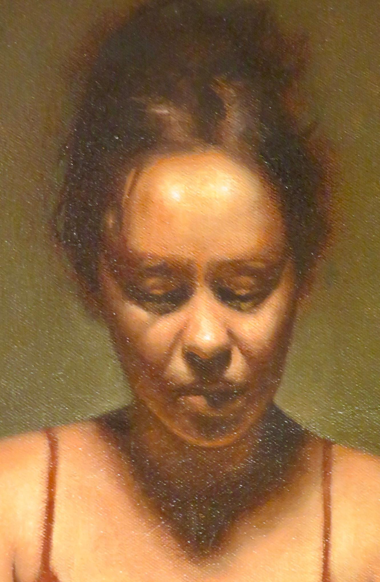 Canadian (b.1968) Original large FEMALE PORTRAIT STUDY oil painting - Painting by Daniel Hughes