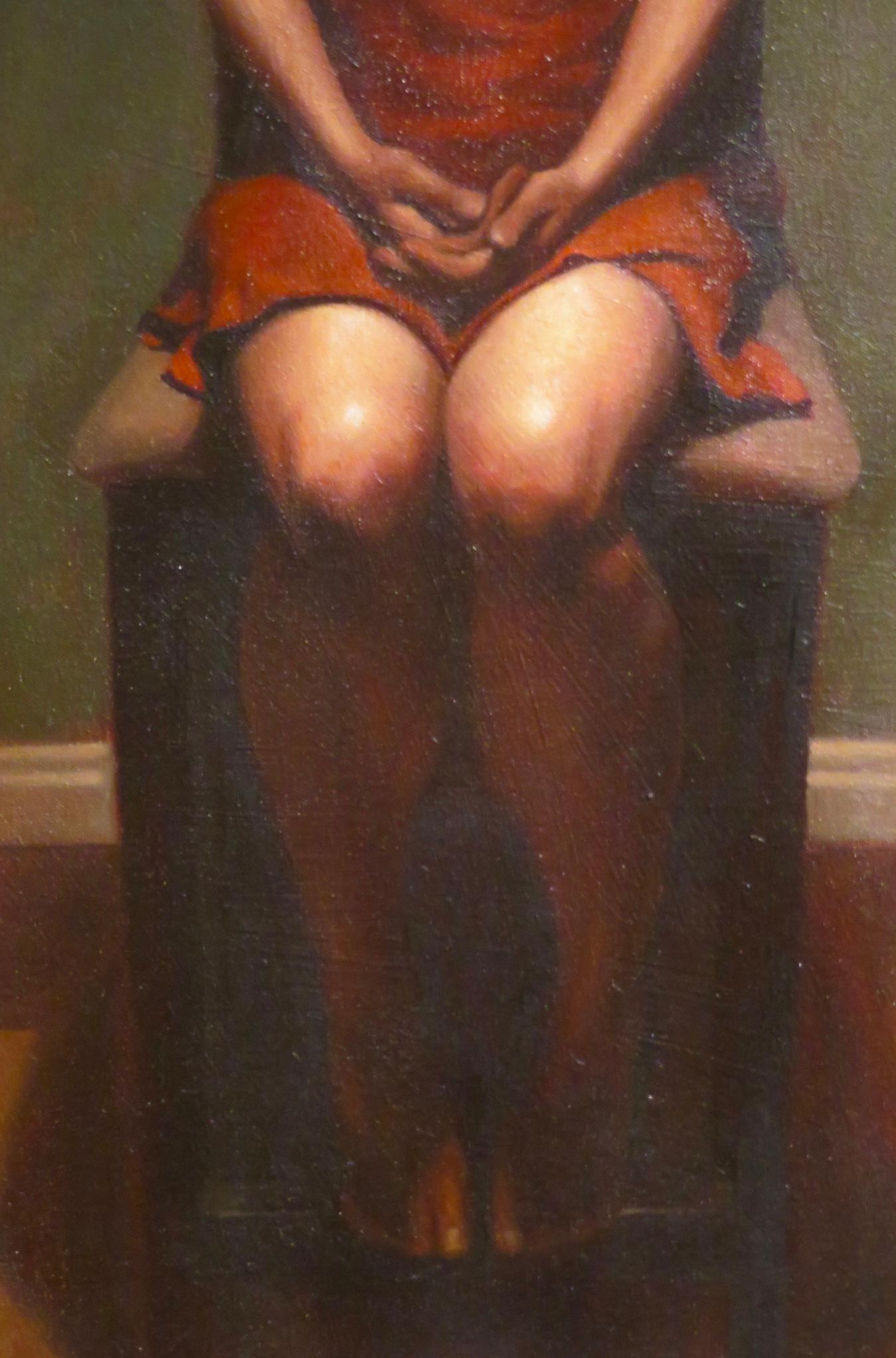 Canadian (b.1968) Original large FEMALE PORTRAIT STUDY oil painting - Impressionist Painting by Daniel Hughes