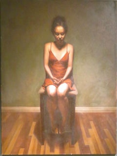 Canadian (b.1968) Original large FEMALE PORTRAIT STUDY oil painting