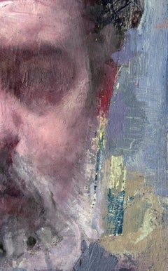 Autoritratto - fresco, espressivo, maschile, figurativo, olio e collage su tela