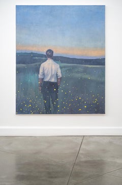 Lucciole I - pittura, olio su tela