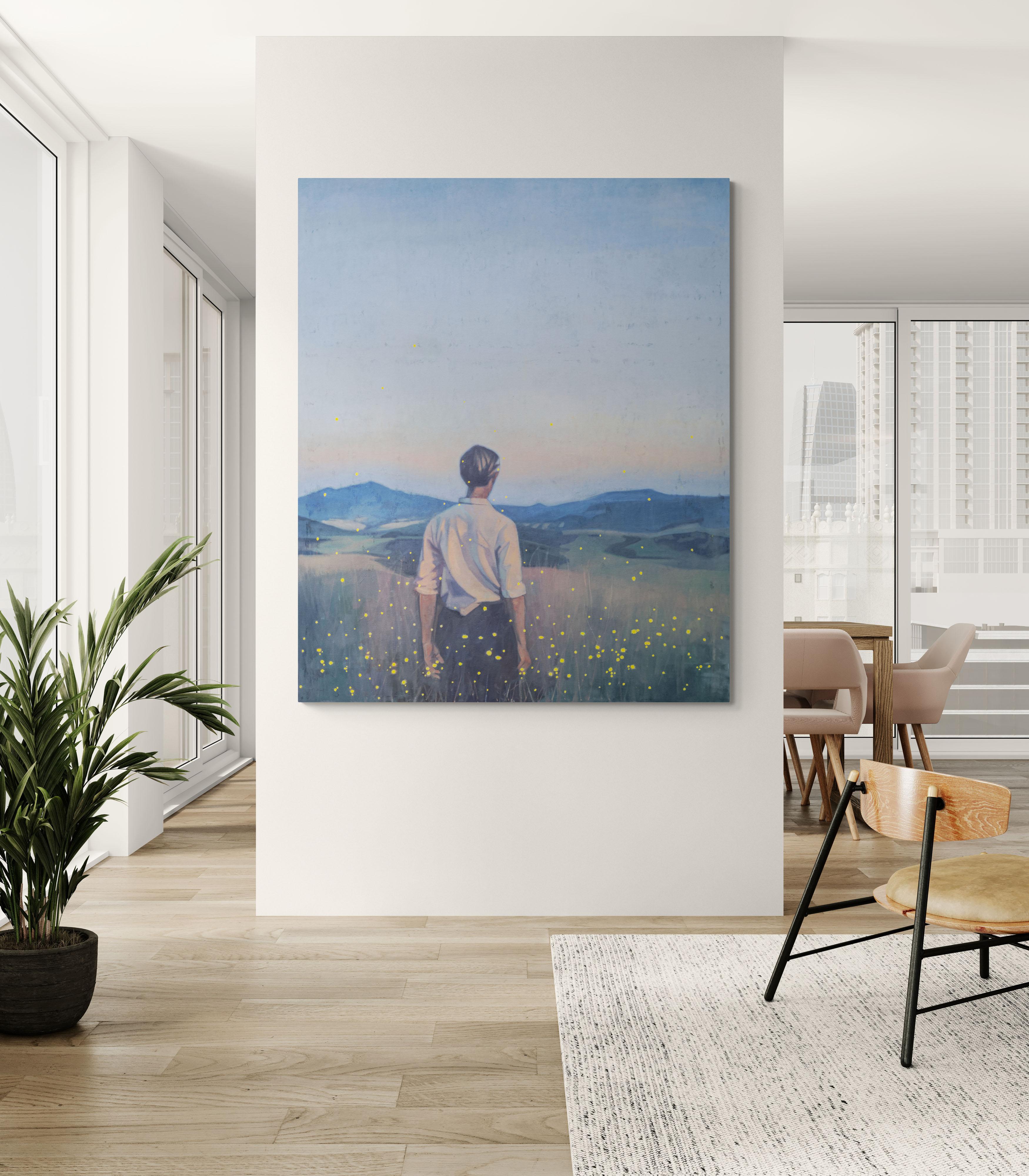 Fireflies II - contemporary, figurative, portrait, oil on canvas For Sale 8