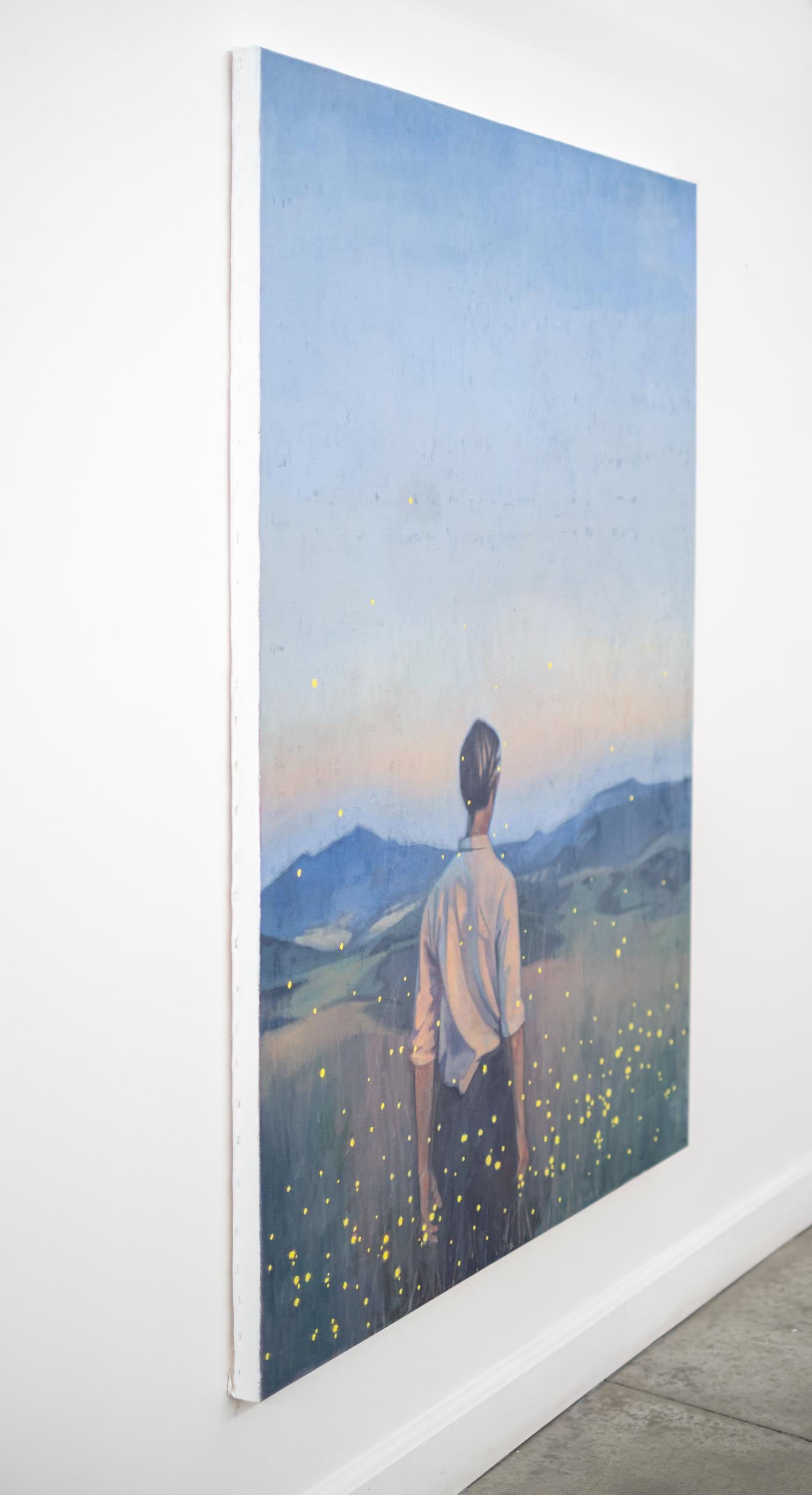 Fireflies II - contemporary, figurative, portrait, oil on canvas - Painting by Daniel Hughes