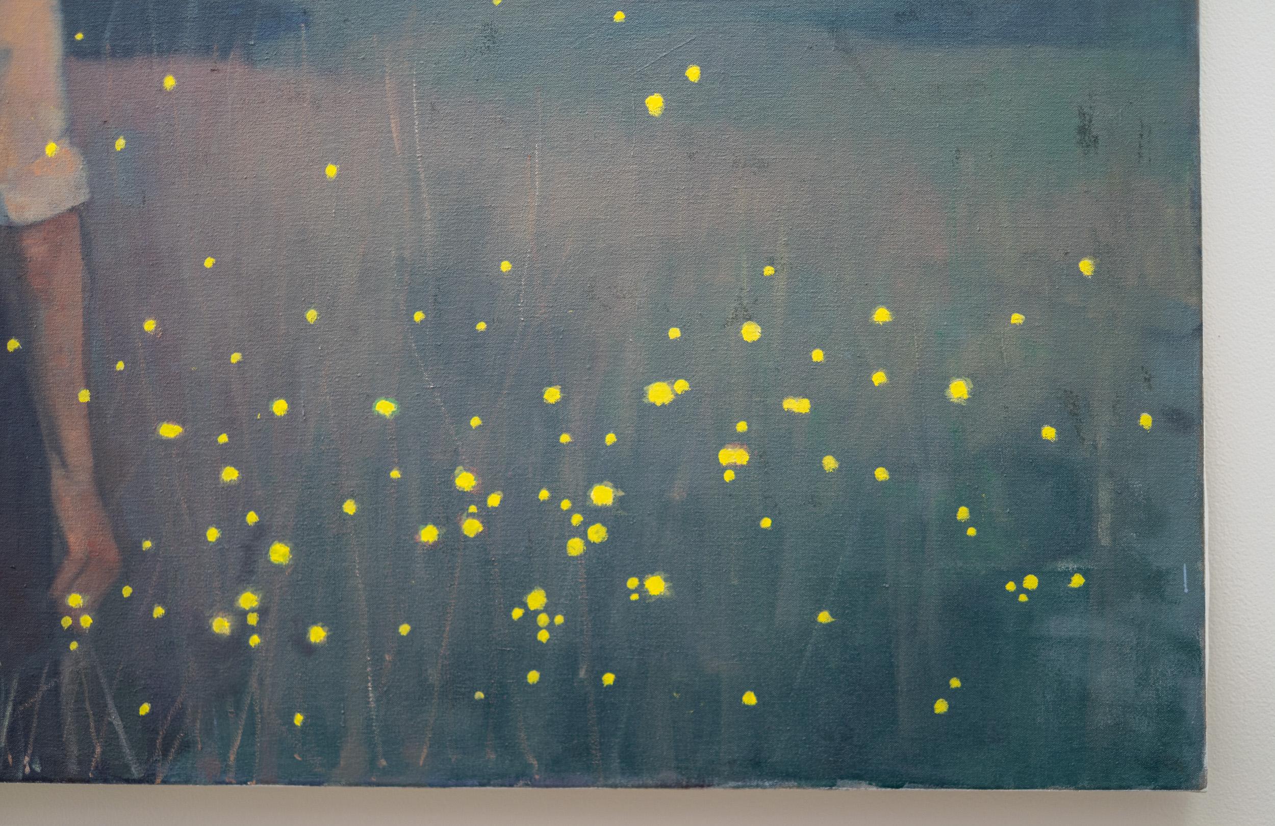 Fireflies II - contemporary, figurative, portrait, oil on canvas For Sale 2