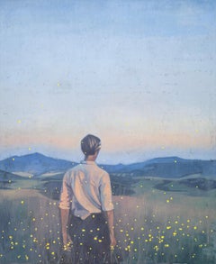 Fireflies II - contemporary, figurative, portrait, oil on canvas