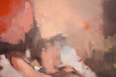 Nudo reclinato - elegante, astratto figurativo, nudo femminile, olio su carta