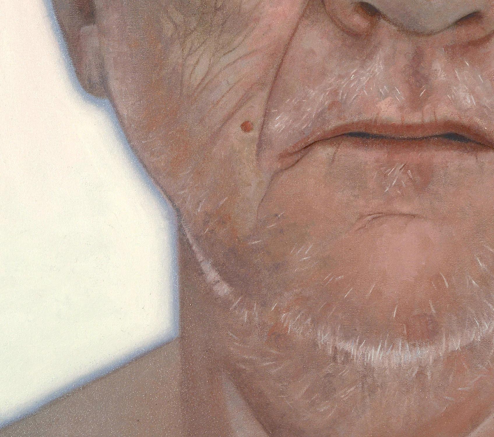 Sculptor - expressive, male, figurative, realism, portrait, oil on canvas - Painting by Daniel Hughes