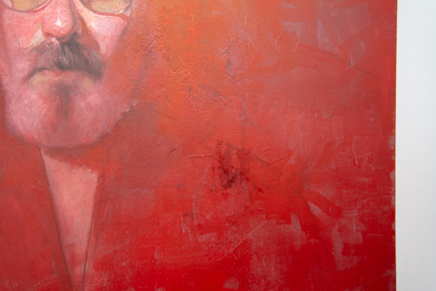 Self Portrait (2021) - vibrant, expressive, red, male, figurative, oil on canvas - Realist Painting by Daniel Hughes