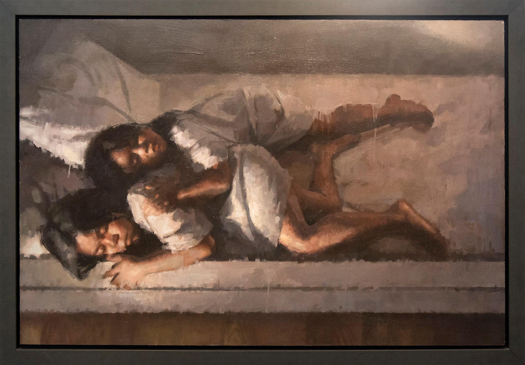 Portrait Painting de Daniel Hughes - Niñas durmiendo - contemporáneo, figurativo, retrato, acrílico, óleo sobre tabla