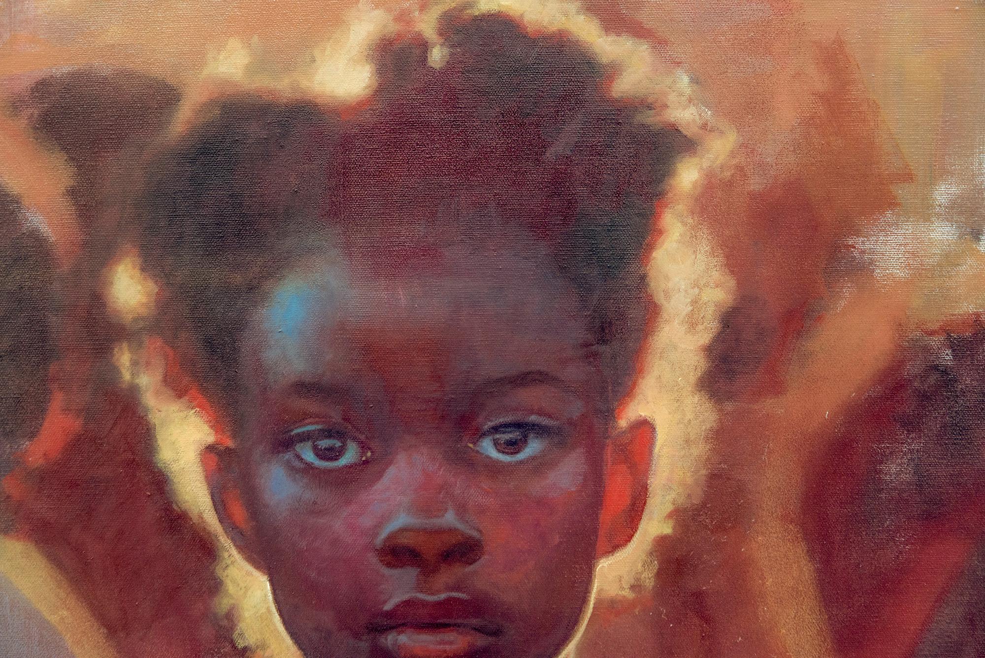 Twilight #1 - contemporary, figurative, portrait, oil on canvas - Portrait Painting Marrone di Daniel Hughes
