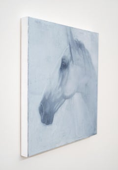 White Horse - contemporary, figurative, animal, portrait, oil on canvas