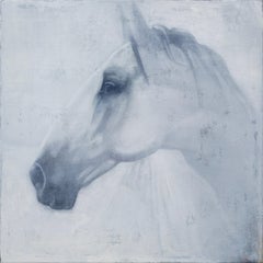 Caballo Blanco - contemporáneo, figurativo, animal, retrato, óleo sobre lienzo