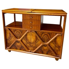 Daniel Jones Nyc Attrib. Mid Century Modern Burlwood Flip Top Server