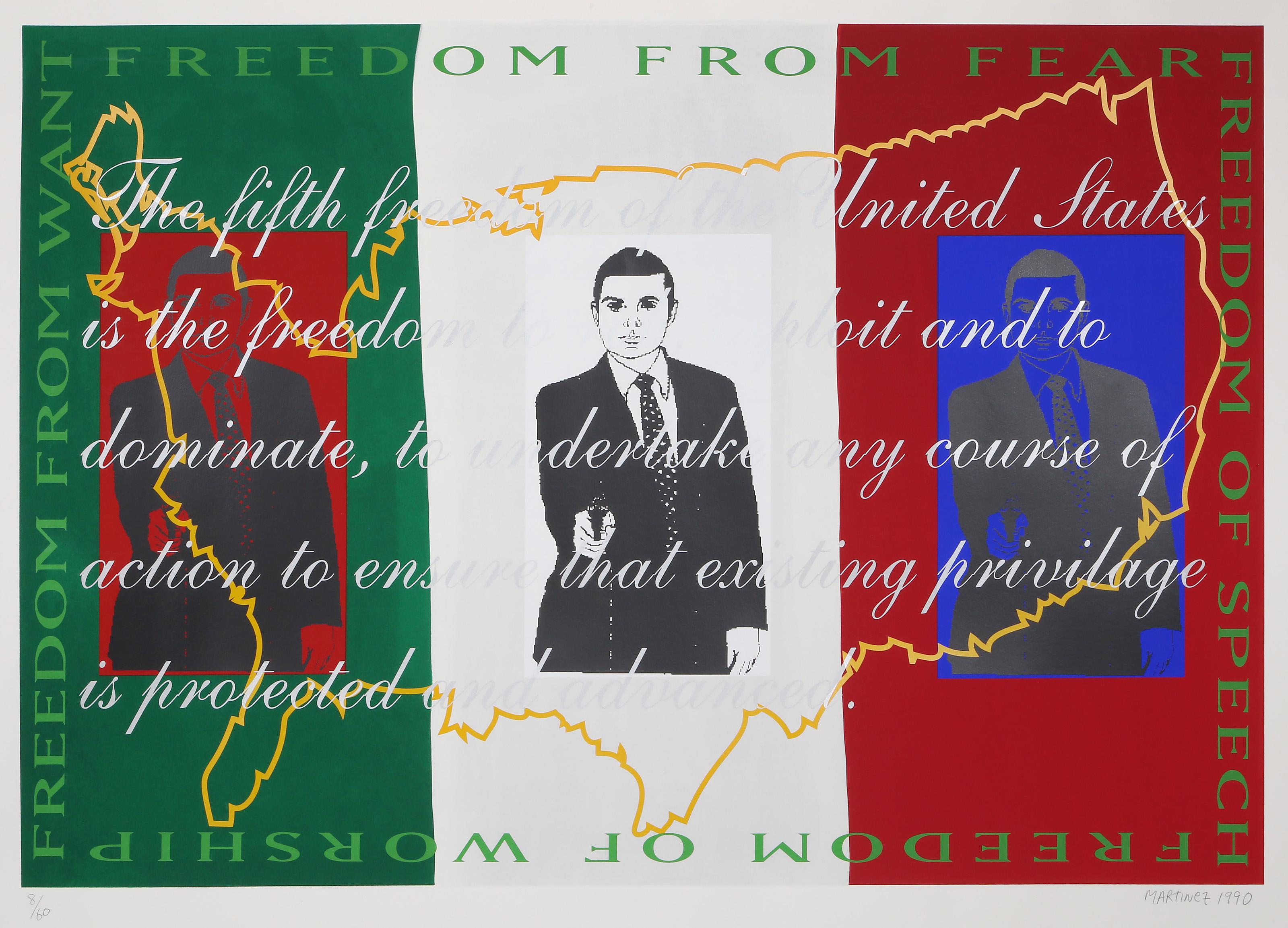Figurative Print de Daniel Joseph Martinez - Libertad del miedo, serigrafía pop art de Daniel Joseph Martínez
