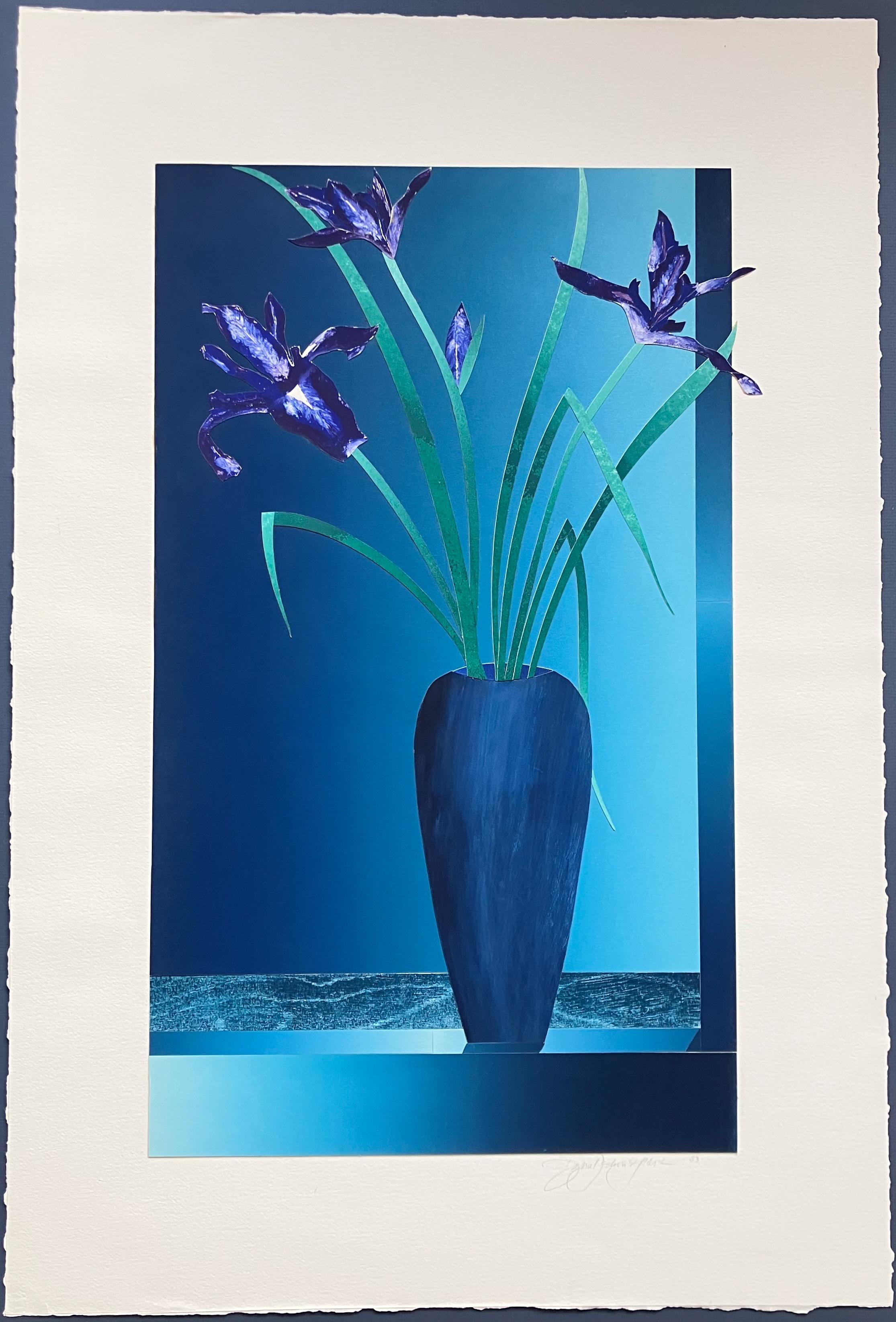 Irisen in Vase – Stillleben im Angebot 1