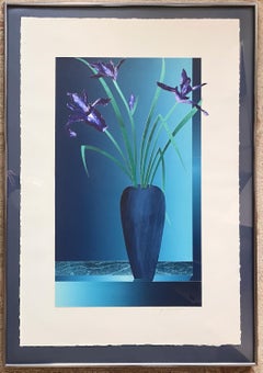 Vintage Irises in Vase - Still Life