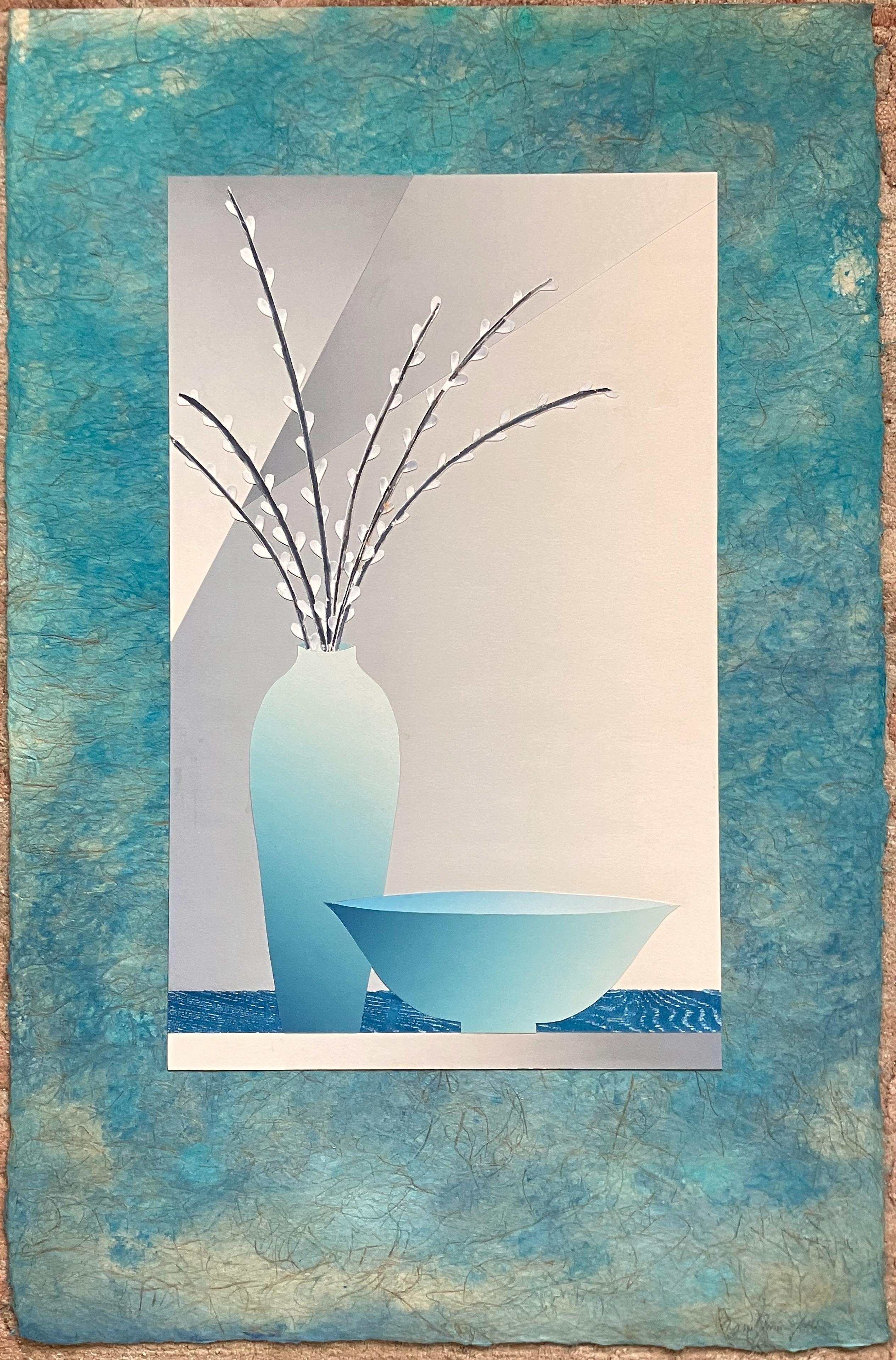 Weiden in Vase – Stillleben – Mixed Media Art von Daniel Joshua Goldstein