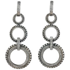 Daniel K Diamond 18 Karat Gold Triple Circle Dangle Drop Earrings