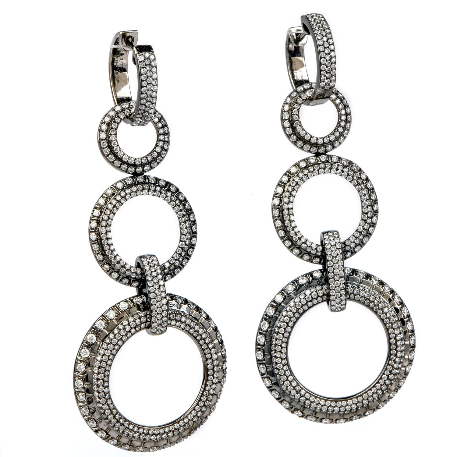 diamond circle dangle earrings