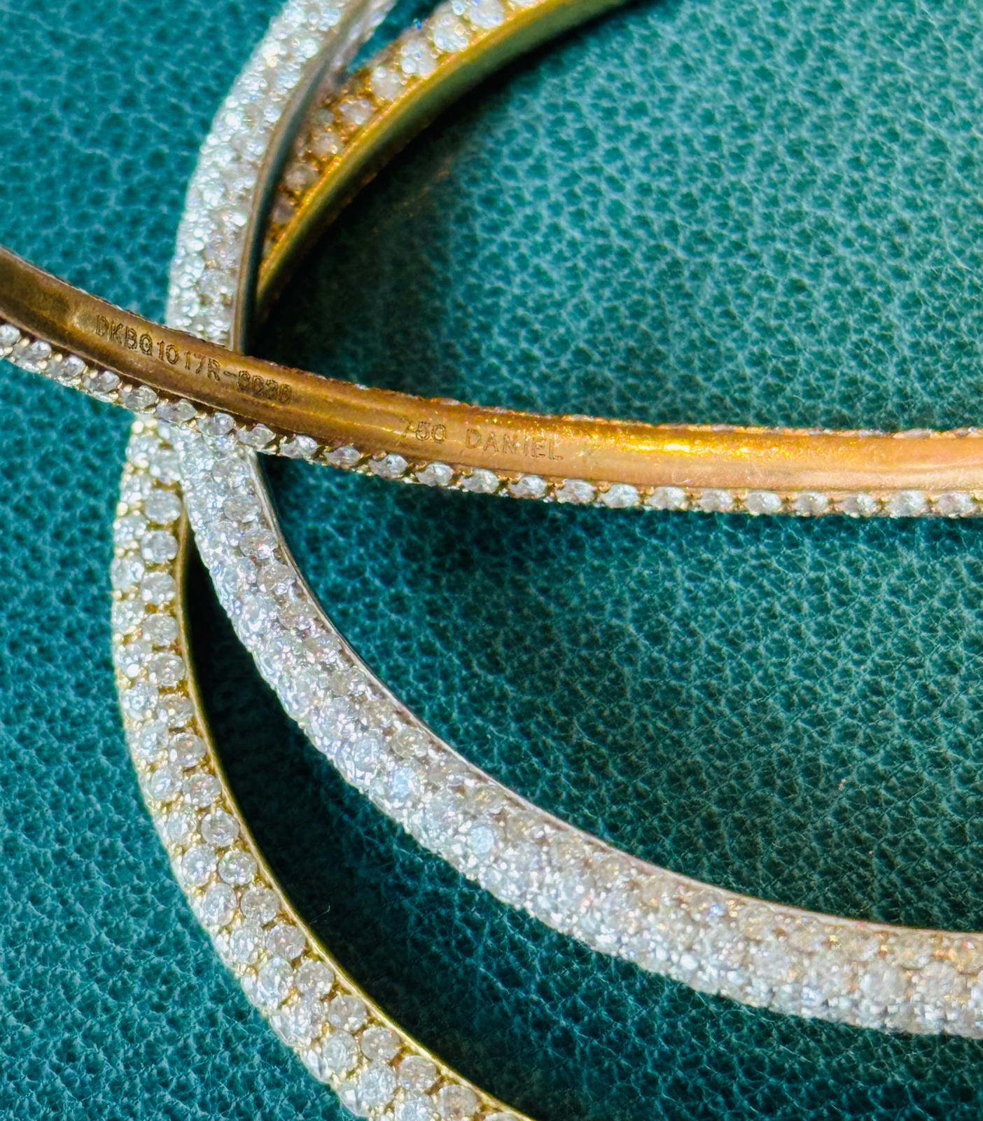 Daniel K Diamond bangle bracelets in rose, yellow and grey gold 18K For Sale 1