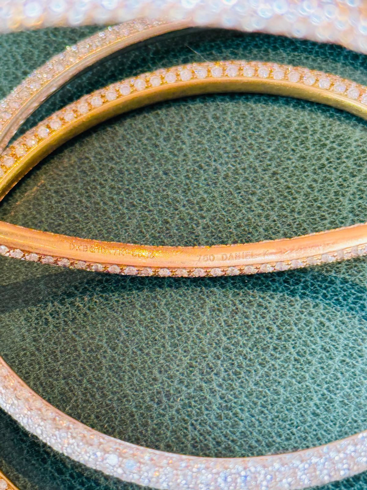 Daniel K Diamond bangle bracelets in rose, yellow and grey gold 18K For Sale 2