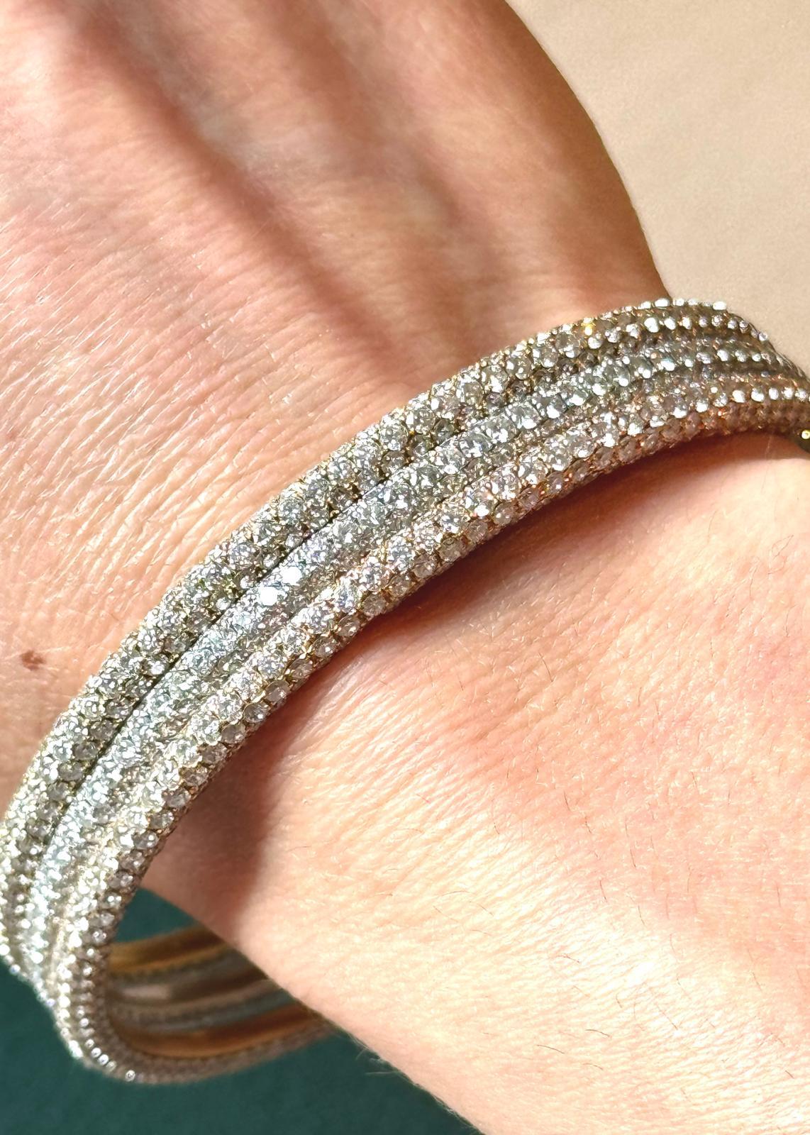 Daniel K Diamond bangle bracelets in rose, yellow and grey gold 18K For Sale 4