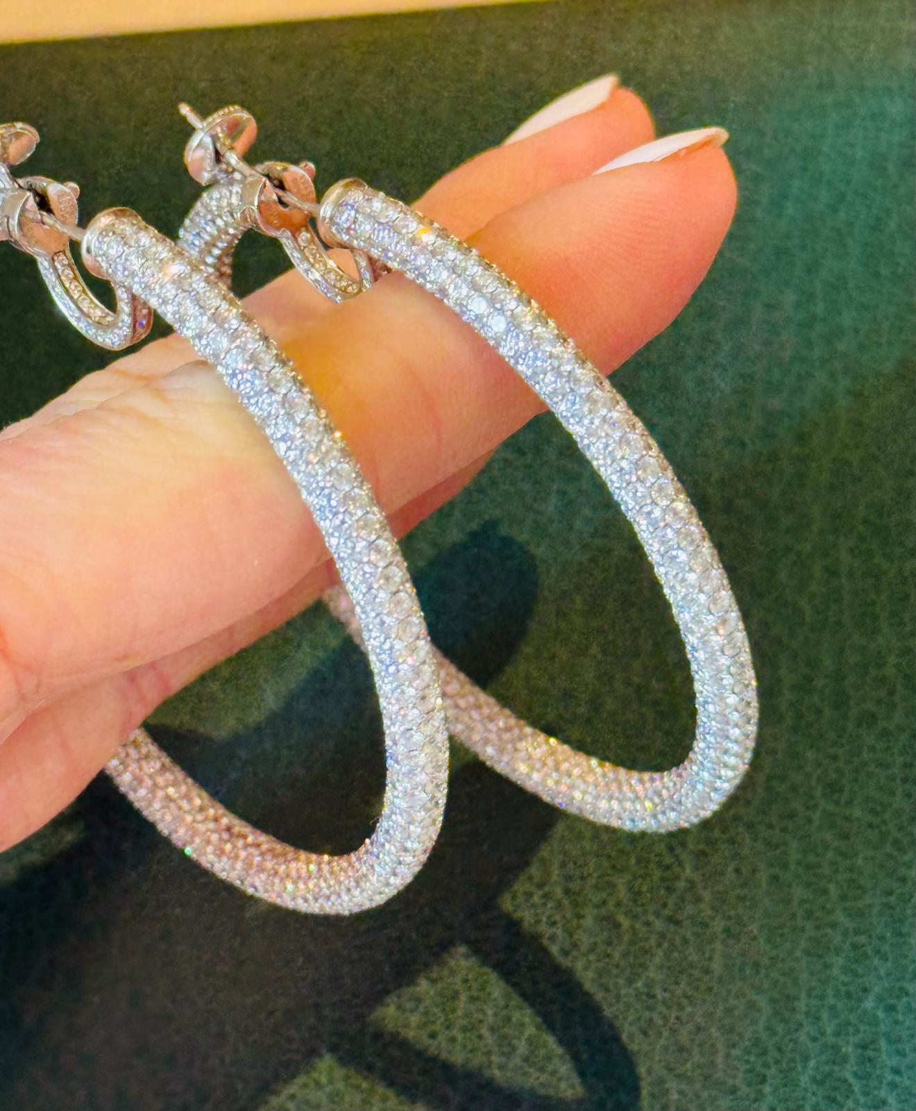 Daniel K Diamond hoops earrings white gold 18K In Good Condition For Sale In London, GB