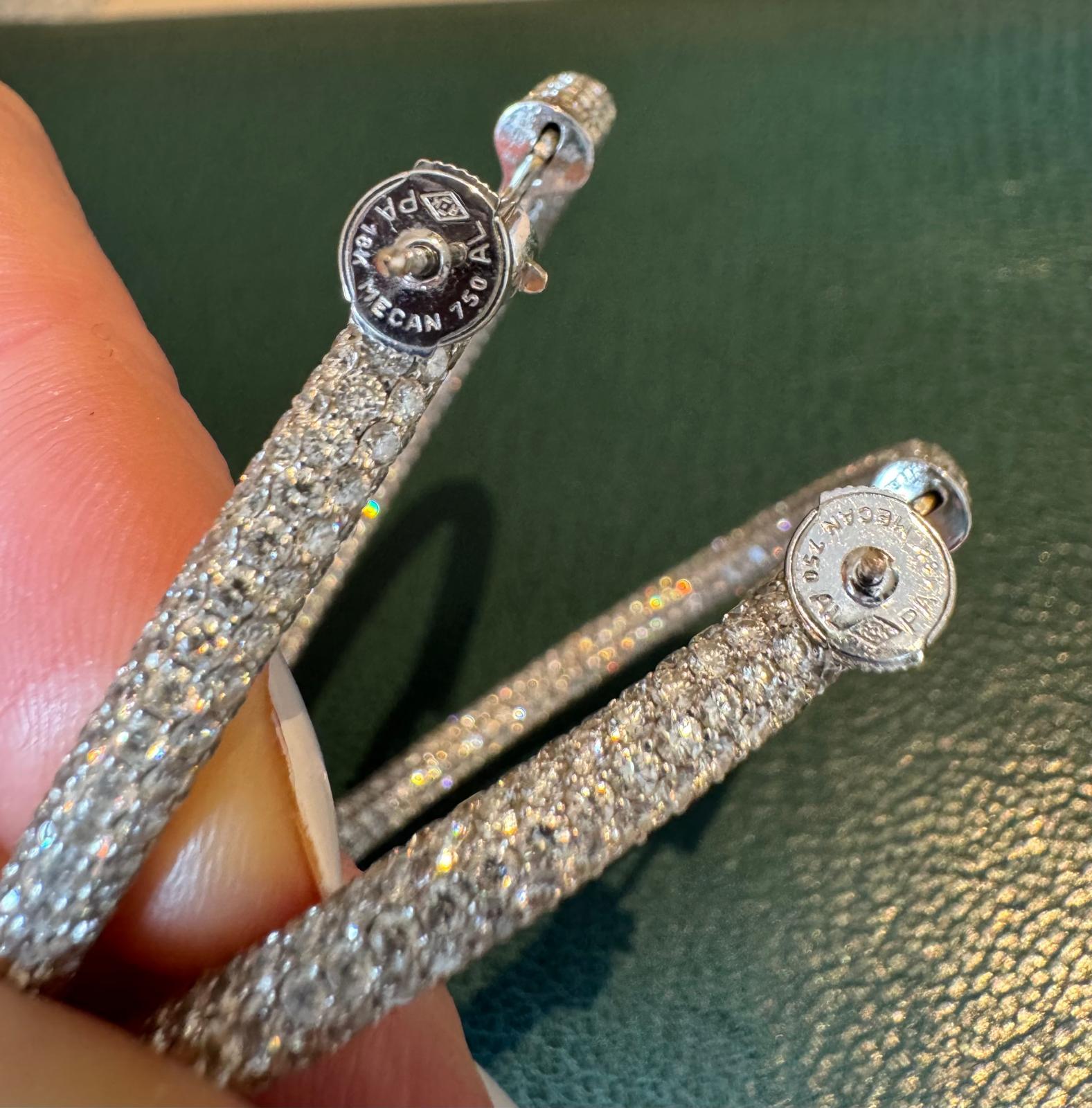 Daniel K Diamond hoops earrings white gold 18K For Sale 1