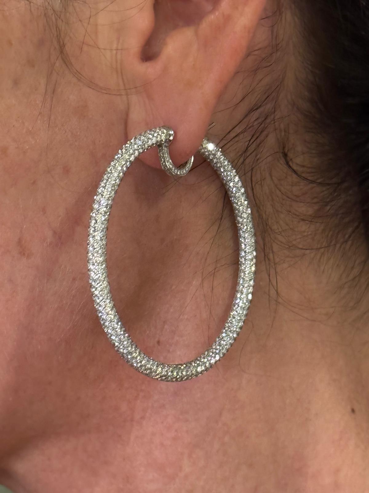 Daniel K Diamond hoops earrings white gold 18K For Sale 3