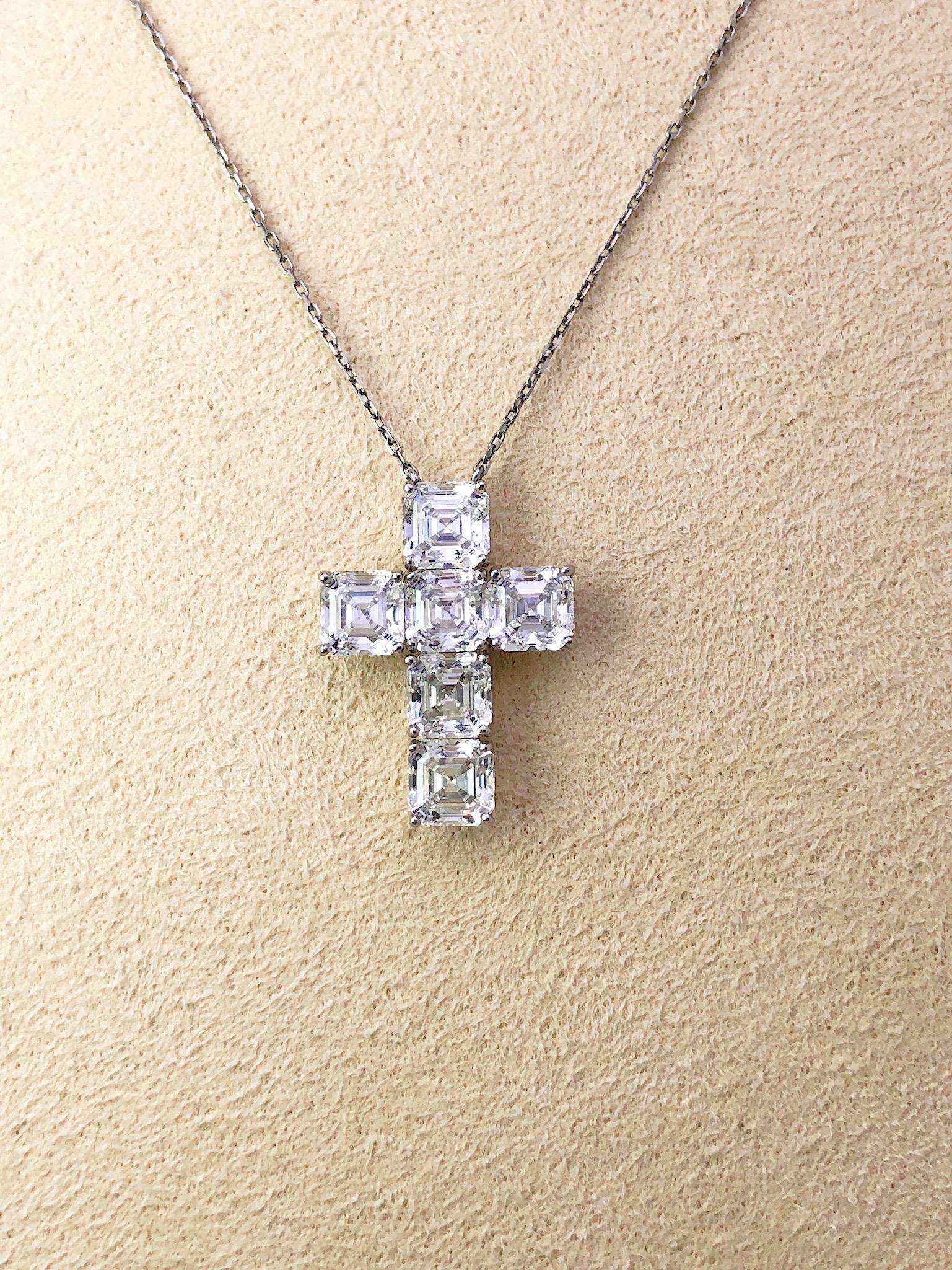 emerald cut diamond cross pendant