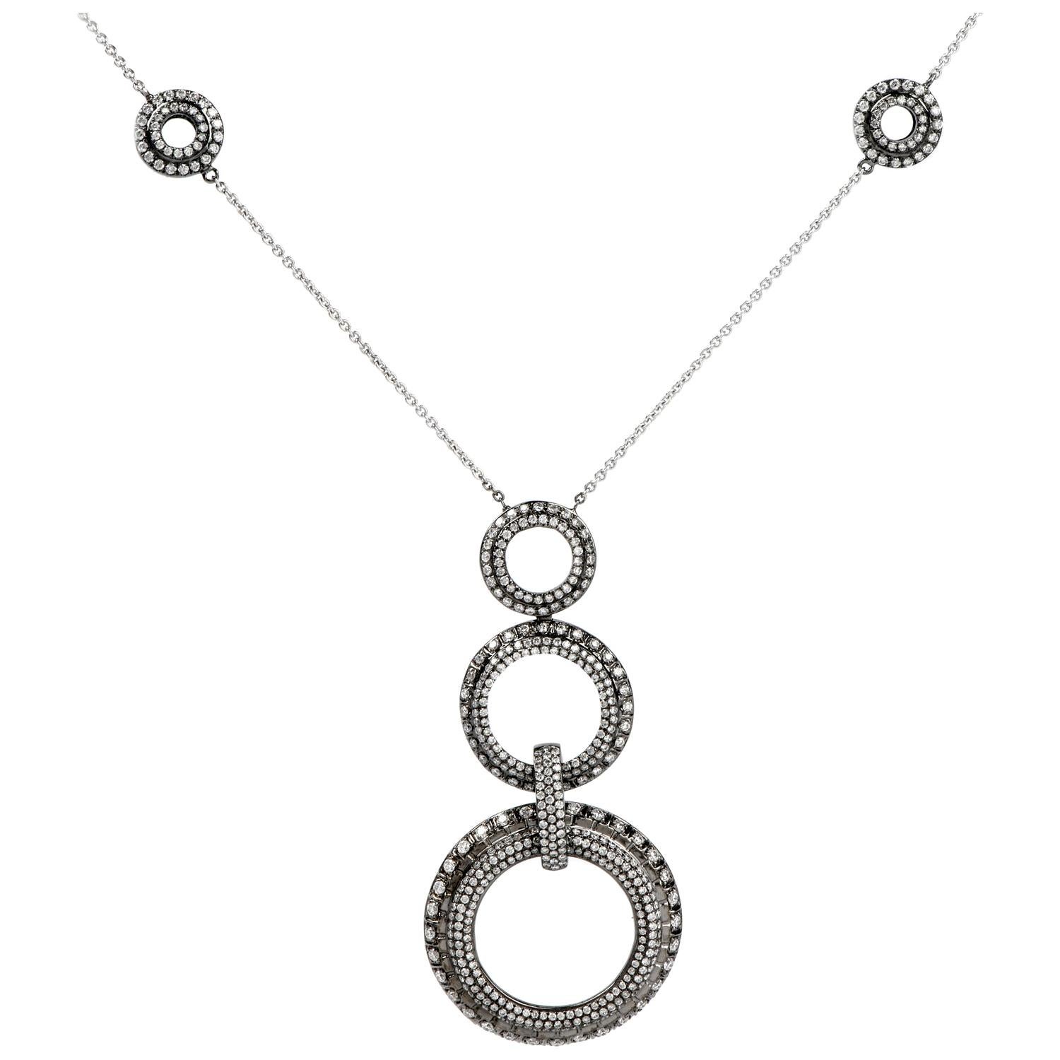Modern Daniel K Round Diamond 18 Karat Gold Circle Drop Necklace For Sale