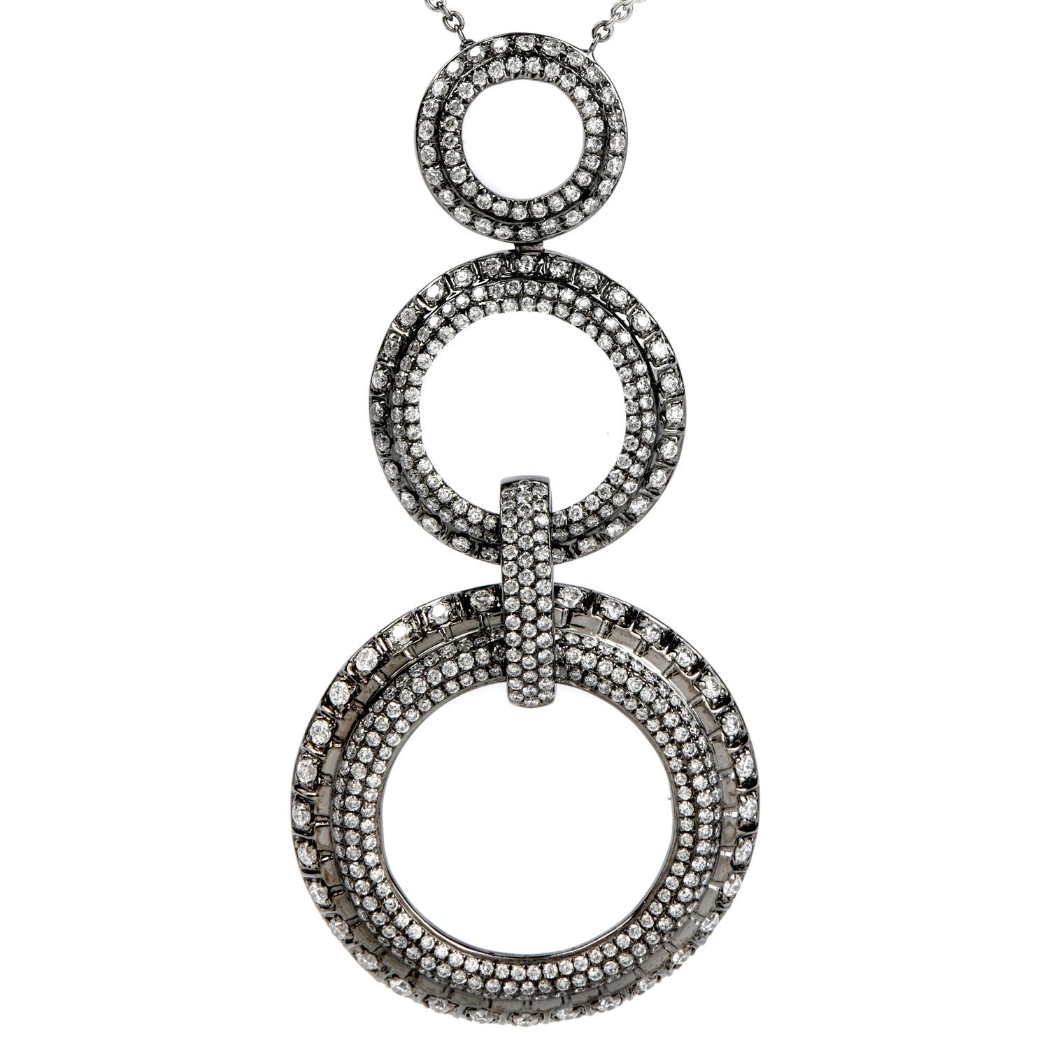 Daniel K Runde Diamant-Halskette aus 18 Karat Gold mit Kreis-Tropfen (Rundschliff) im Angebot