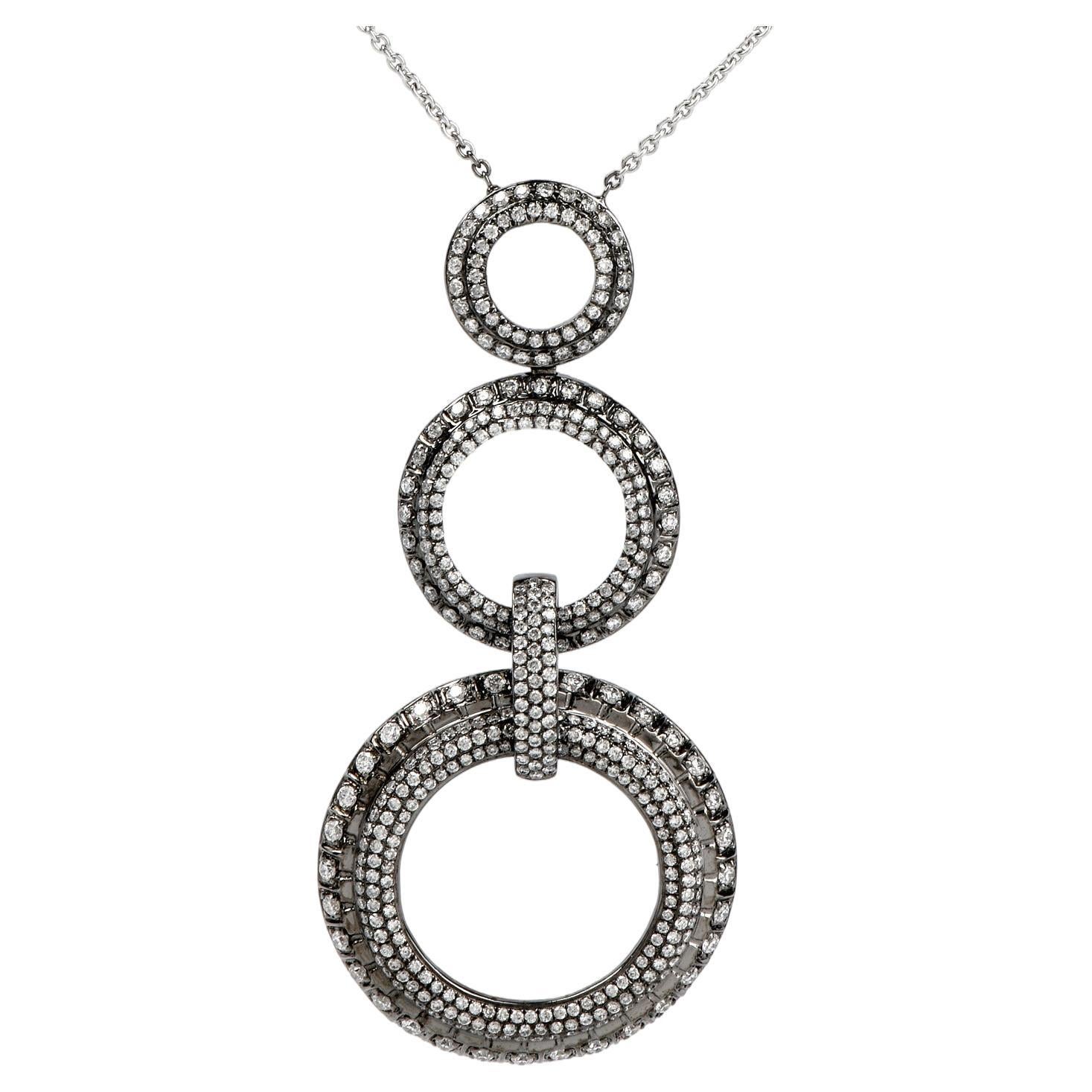 Daniel K Round Diamond 18 Karat Gold Circle Drop Necklace For Sale