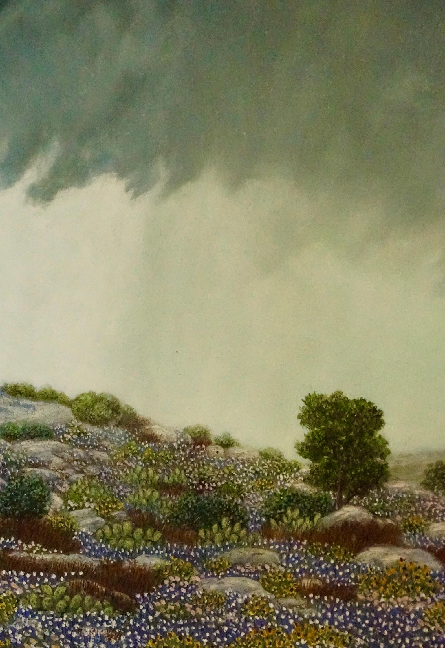 Daniel Kendrick Texas Bluebonnets “Take Cover” Oil Painting In Good Condition In Dallas, TX