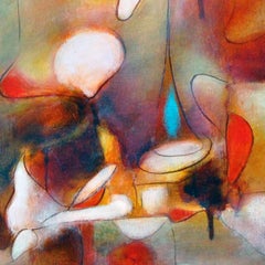 Pittura astratta a olio su pannello "Paesaggio alieno 4