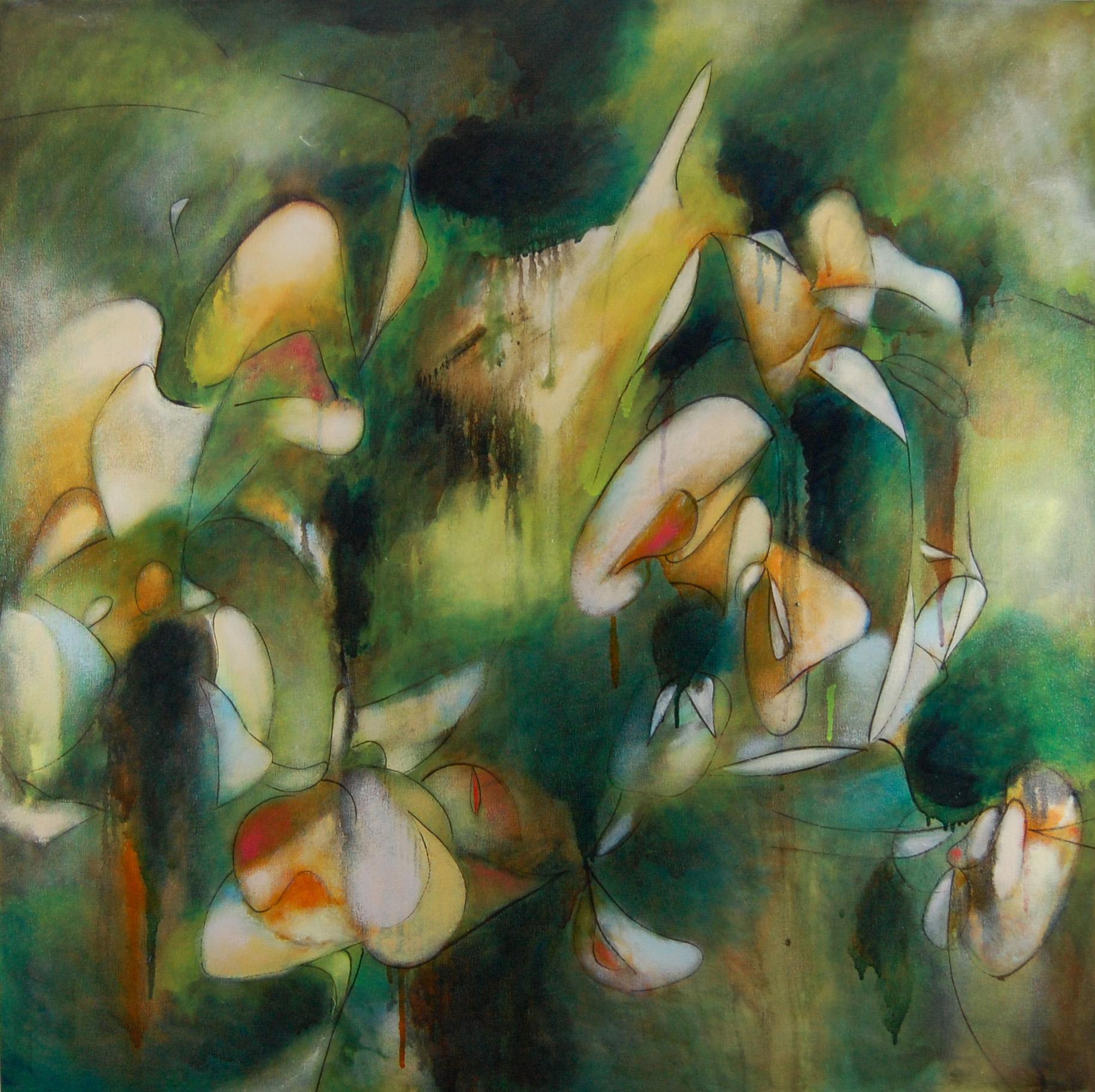 Abstract Painting di Daniel Ketelhut - Pittura astratta, "Vita lussureggiante, prima espansione"