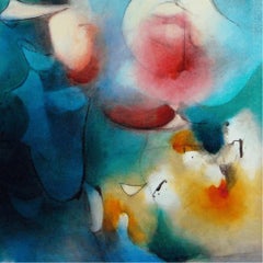 Flowers of the Abyss: Surrealist Oil Painting on Canvas, 21st Century