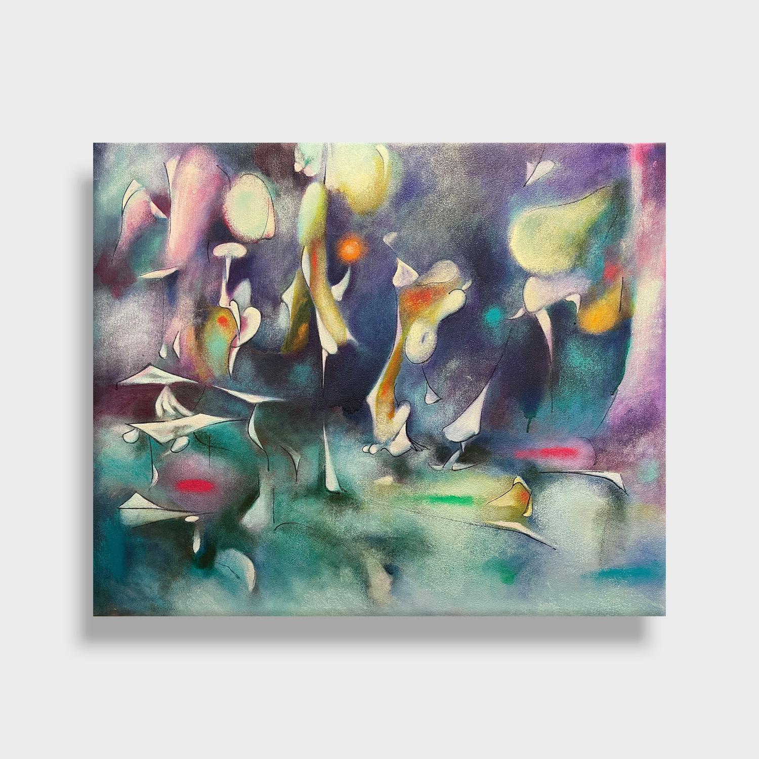 Buntes abstraktes Gemälde mit dem Titel „Secret Celebration“ – Painting von Daniel Ketelhut