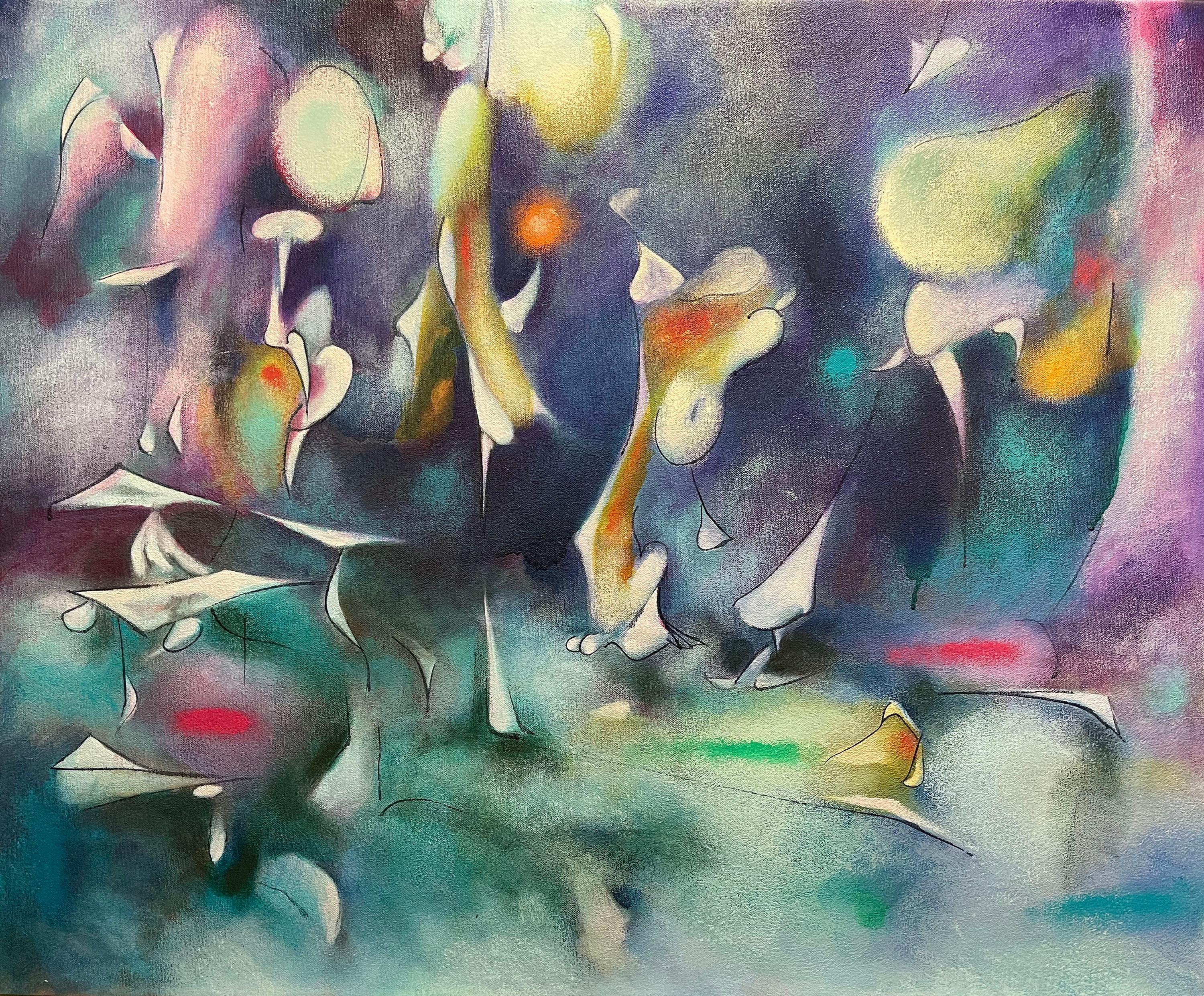 Daniel Ketelhut Abstract Painting – Buntes abstraktes Gemälde mit dem Titel „Secret Celebration“