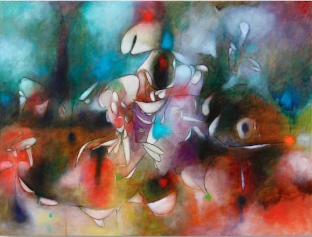 Daniel Kettelhut Abstract Painting - An Abstract Oil on Canvas Painting, "The White Knight's Dilemma"