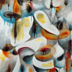"Veiled Origins" Abstract Painting, Oil on Canvas, Surrealist, 2010+
