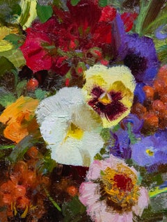 "Pansies and Berries II", Oil painting