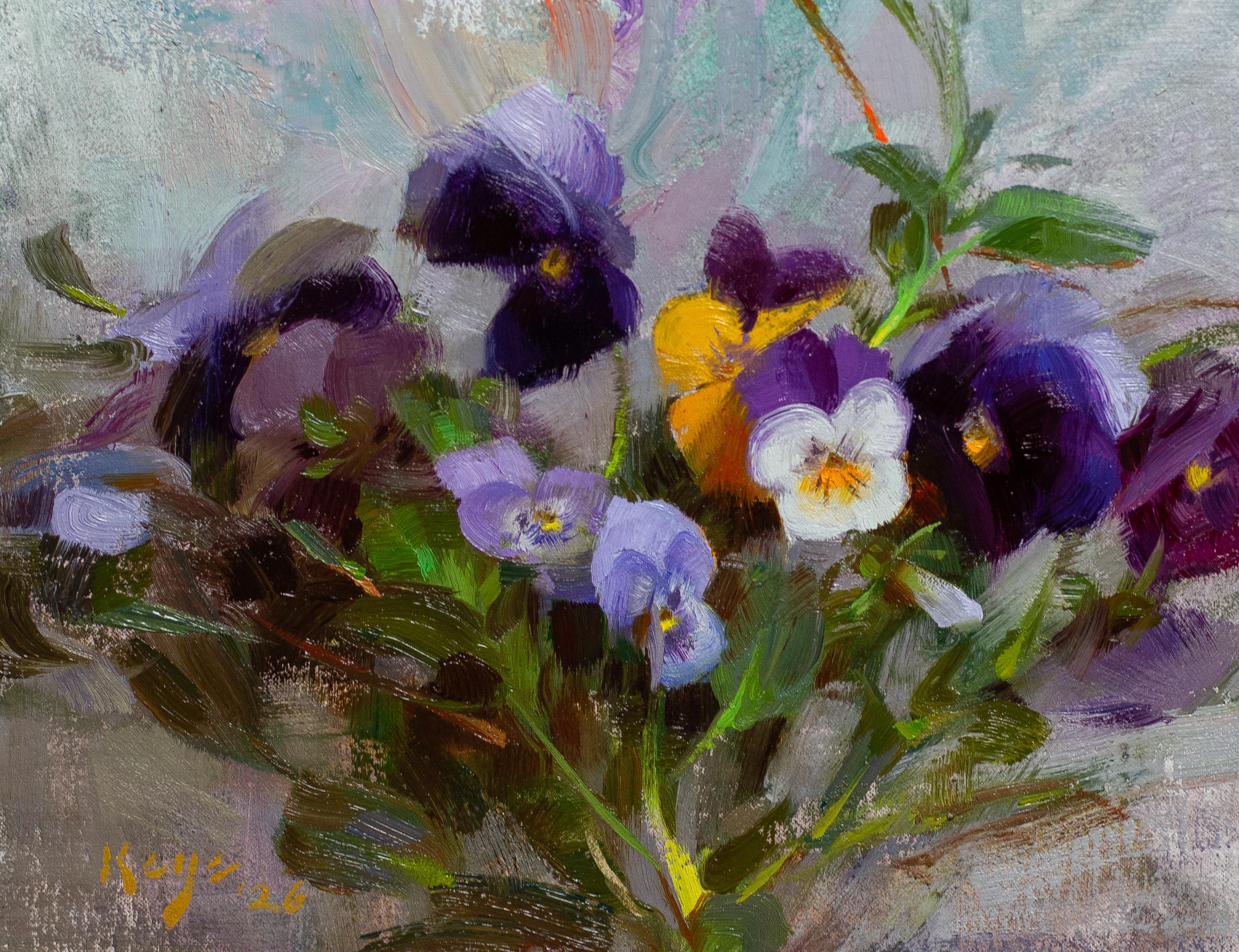 "Posey" - Impressionistisches Blumenstillleben, Ölgemälde