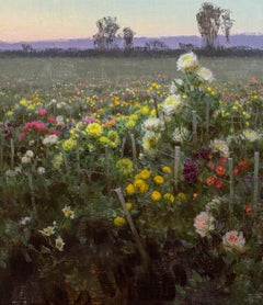 "Summer Dahlia Field, " Oil Painting