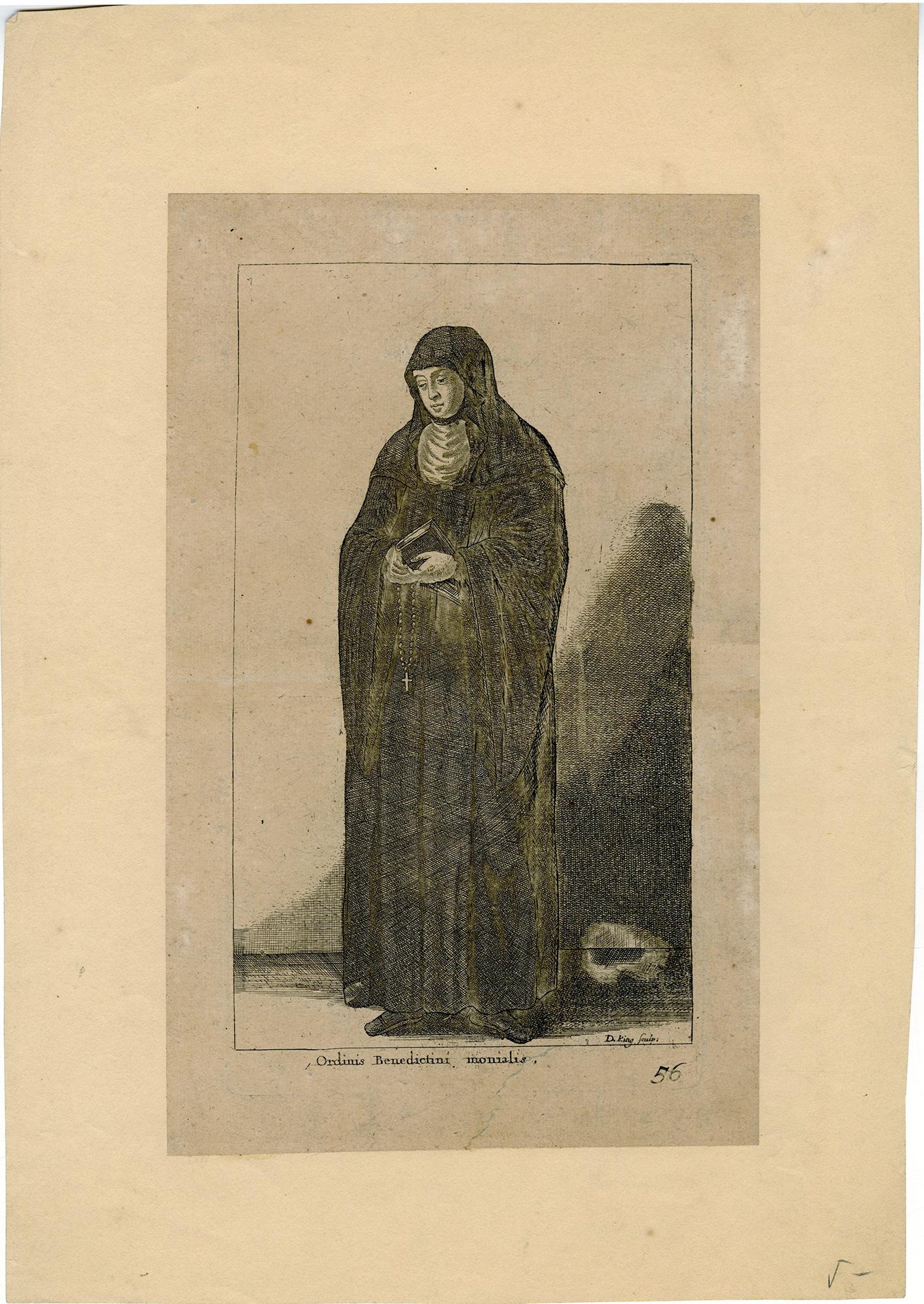 Ordinis Benedictini monialis; Saint Thecla of Kitzengen - Print by Daniel King