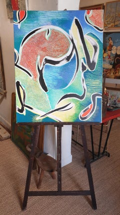 Tecnica mista espressionista astratta posata su tela. 'Univers Uni'.