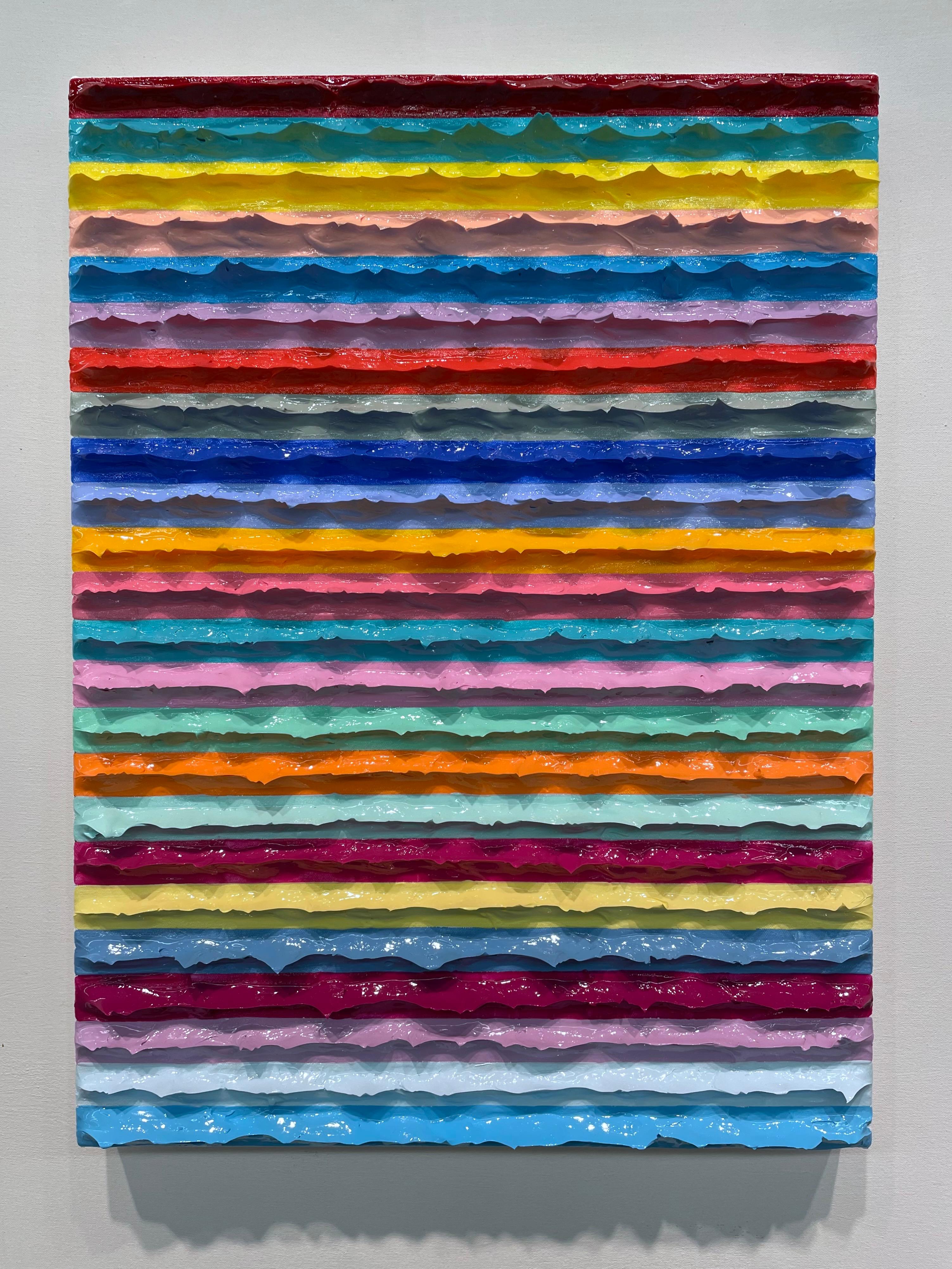 Abstract Painting di Daniel Klewer - pittura acrilica contemporanea astratta e colorata, impasto, strisce strutturate, firmata
